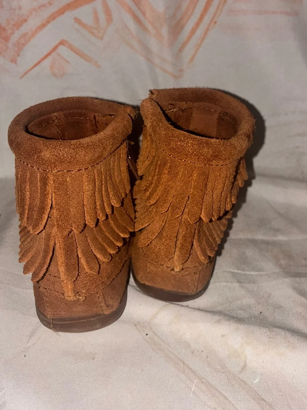 Minnetonka Kids Brown Suede Fringe Moccasins